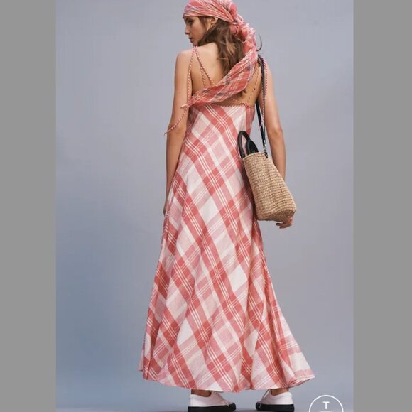 Polo Ralph Lauren Pink and Cream Maxi Length Plaid Dress Size 12 - Picture 2 of 7